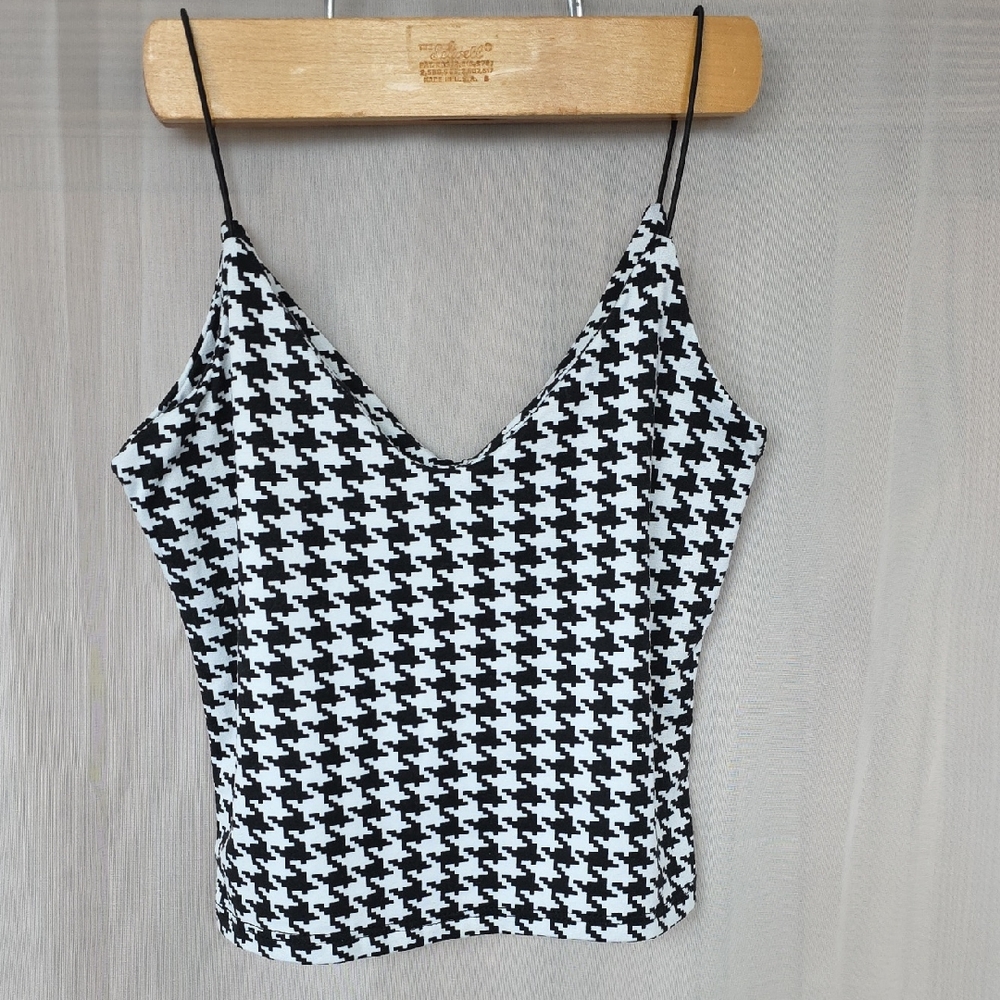Gaze Black And White Houndstooth Camisole XS